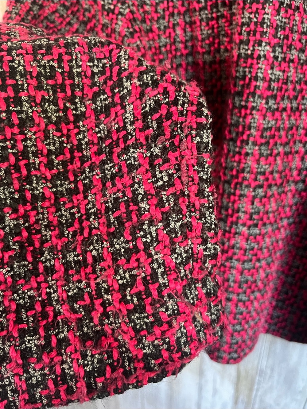 Pendleton 18P Pink Black Tweed Wool Blend Cropped Jacket Blazer Petite - Picture 4 of 6